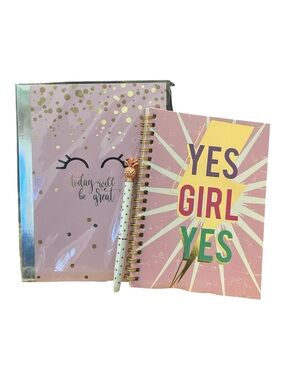 Yes Girl Yes Pink Spiral Notebook Set with Matching Pen